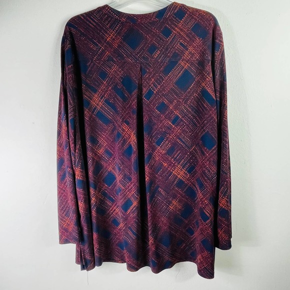 Susan Graver Liquid knit Orange and blue Buttondown top size 3X - Picture 7 of 10